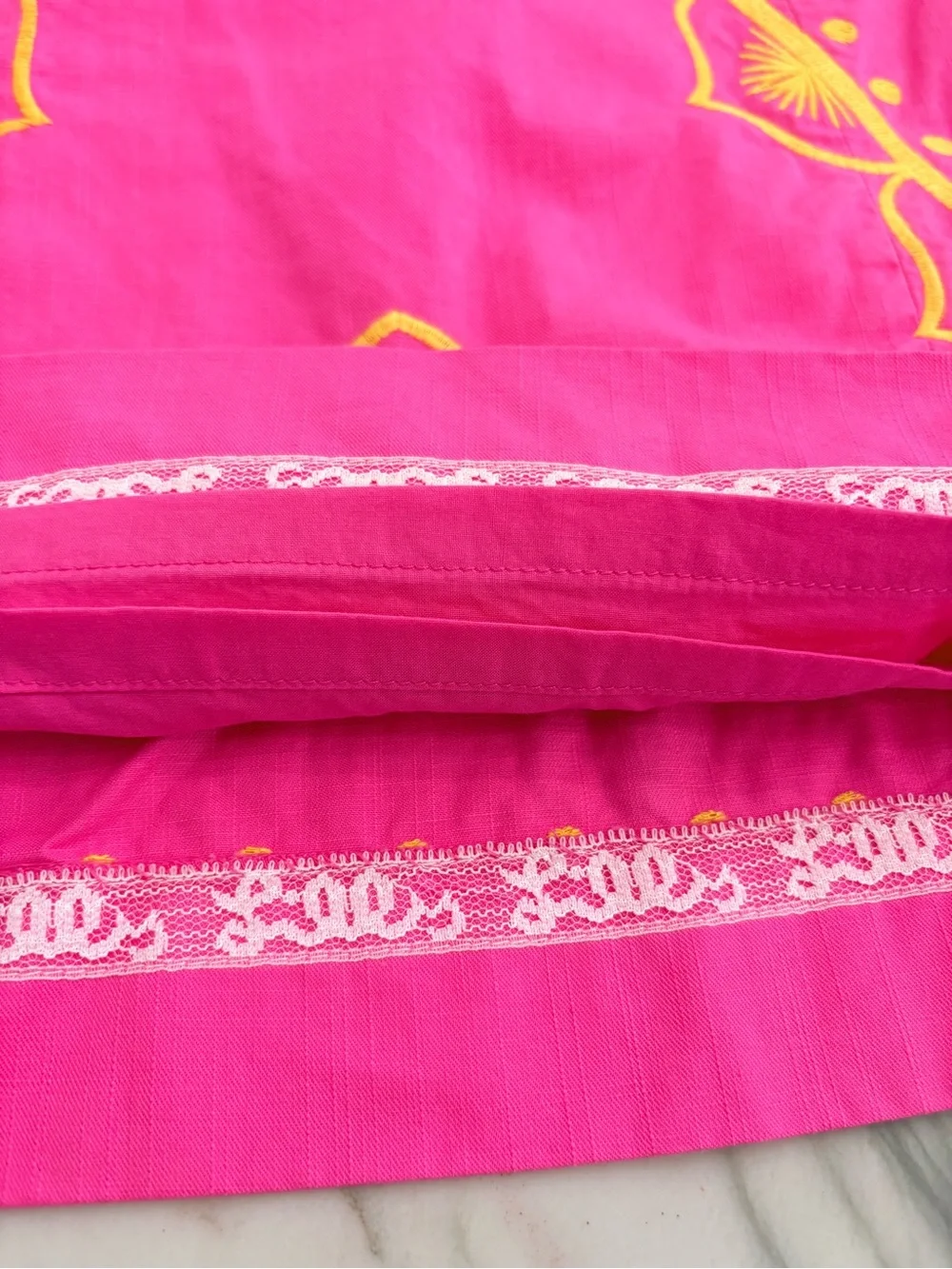 Lilly Pulitzer Hot Pink Strapless Sheath Dress with Yellow Embroidery - Picture 7 of 7